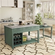 Bowery Hill Wood Extendable Counter Height Dining Table in Green