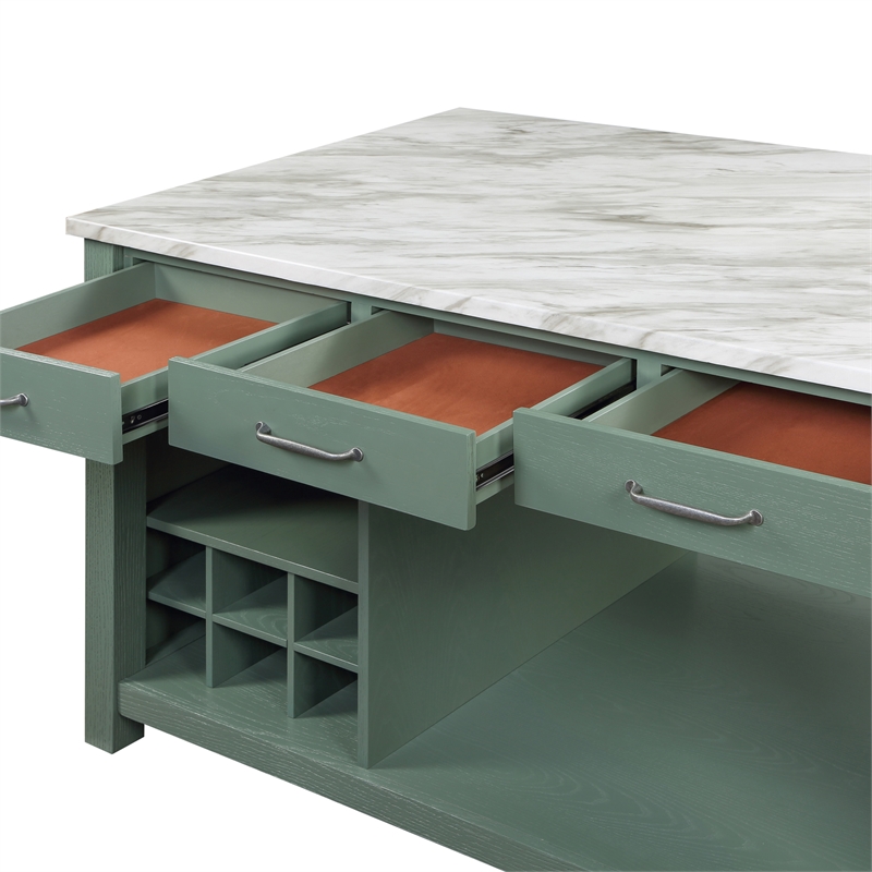 Bowery Hill Wood Extendable Counter Height Dining Table in Green