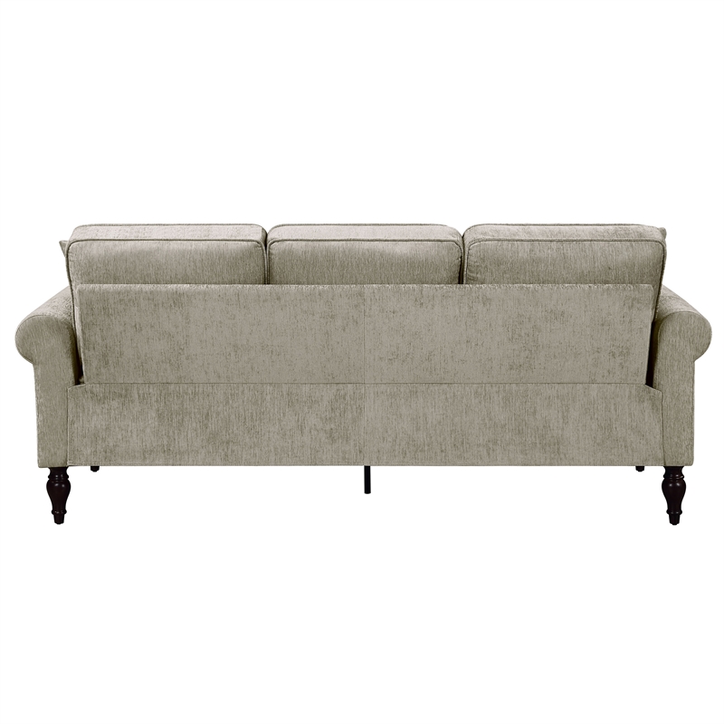 Bowery Hill Contemporary Chenille Upholstered Sofa in Light Brown