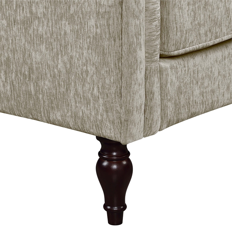 Bowery Hill Contemporary Chenille Upholstered Sofa in Light Brown