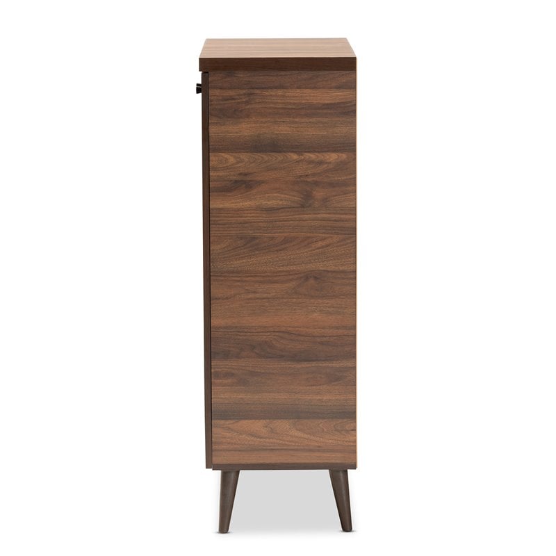 Bowery Hill Walnut Brown Finished Wood 2-Door Shoe Storage Cabinet
