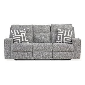 Bowery Hill Contemporary Polyester Pewter Power Reclining Sofa