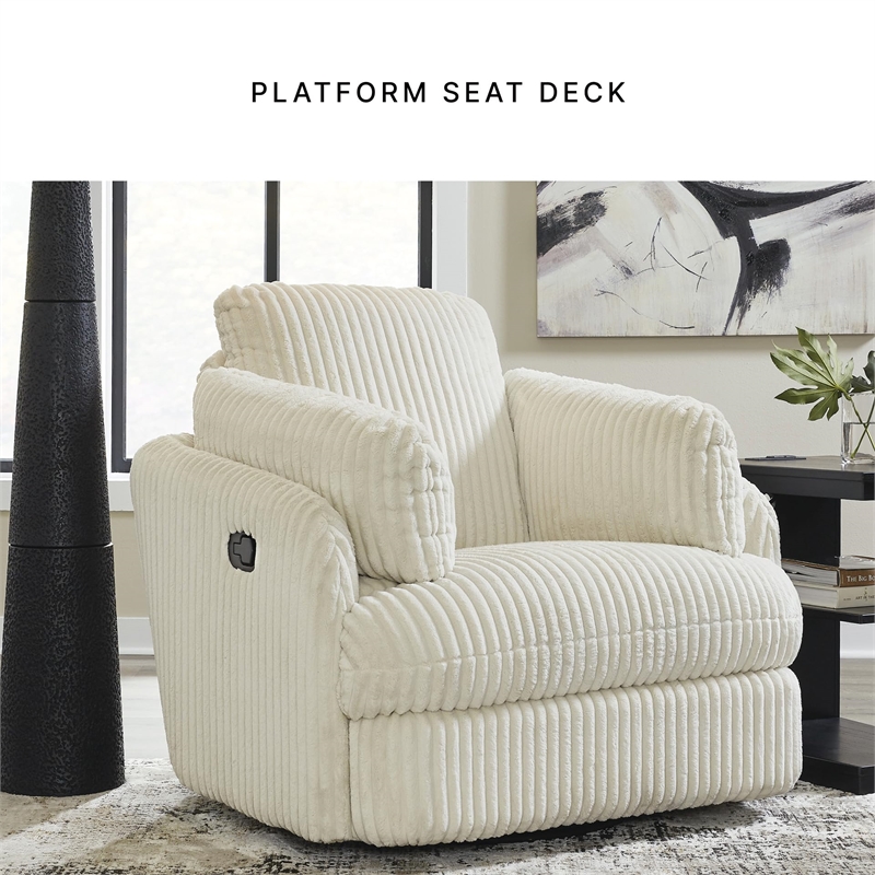 Bowery Hill Contemporary Polyester Ivory Swivel Glider Recliner
