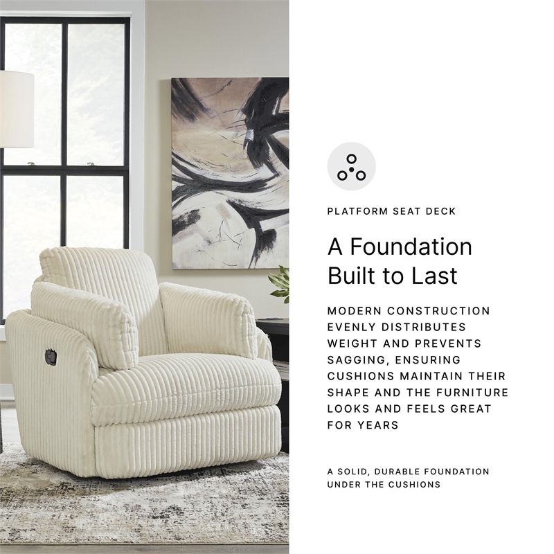 Bowery Hill Contemporary Polyester Ivory Swivel Glider Recliner