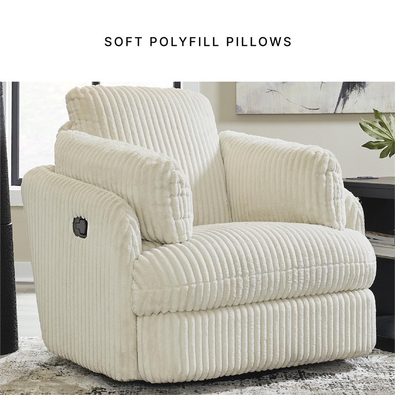 Bowery Hill Contemporary Polyester Ivory Swivel Glider Recliner