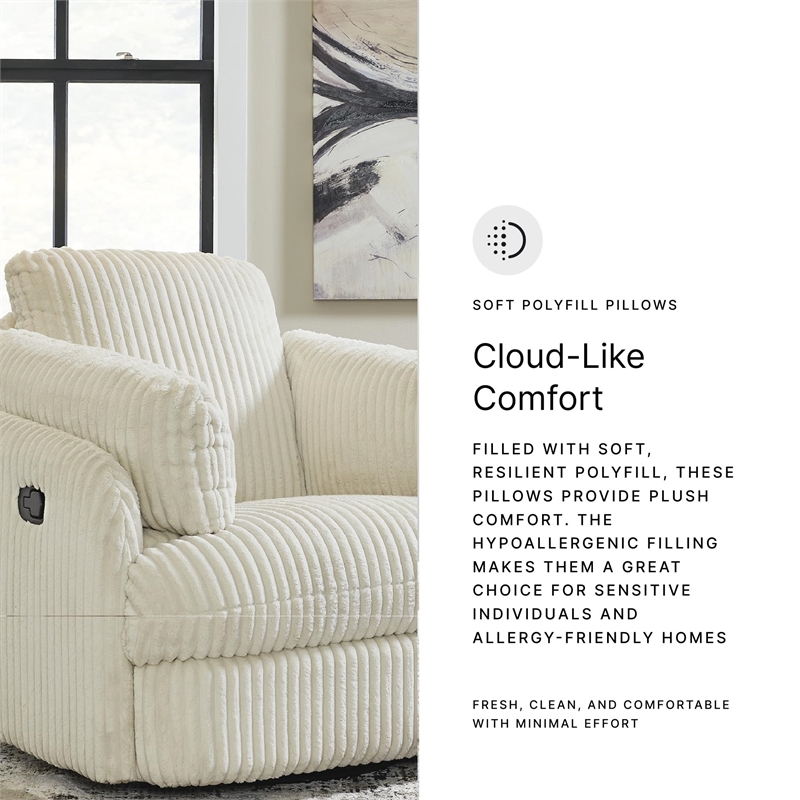 Bowery Hill Contemporary Polyester Ivory Swivel Glider Recliner