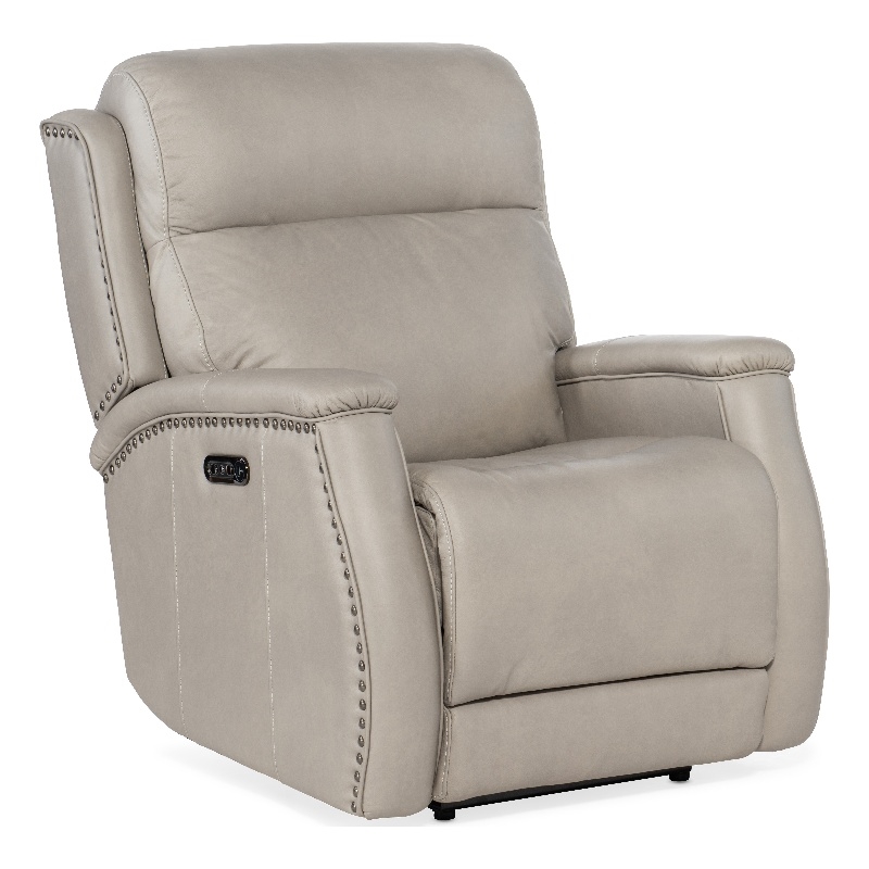 Bowery Hill Zero Gravity Power Recliner with Power Headrest in Gray Leather