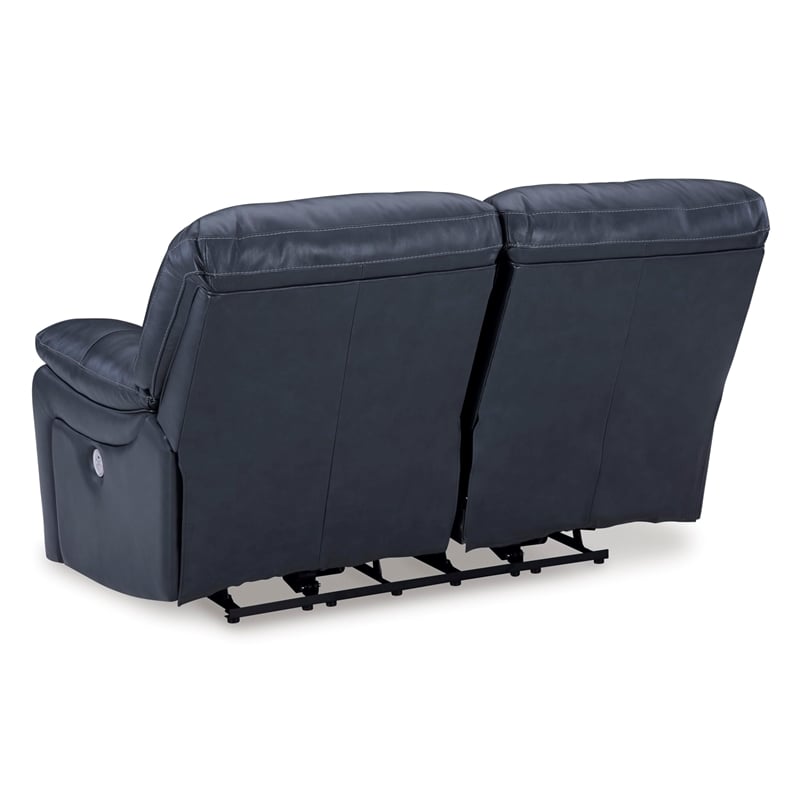 Bowery Hill Contemporary Leather Ocean Power Reclining Loveseat