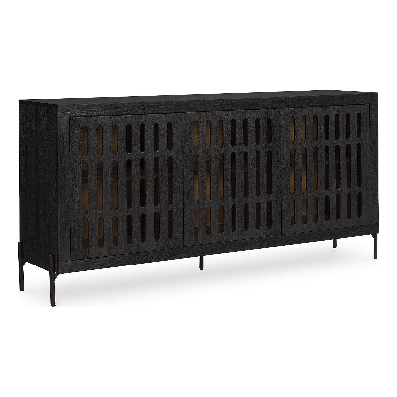 Bowery Hill Contemporary Solid Wood Black & Natural Accent Cabinet