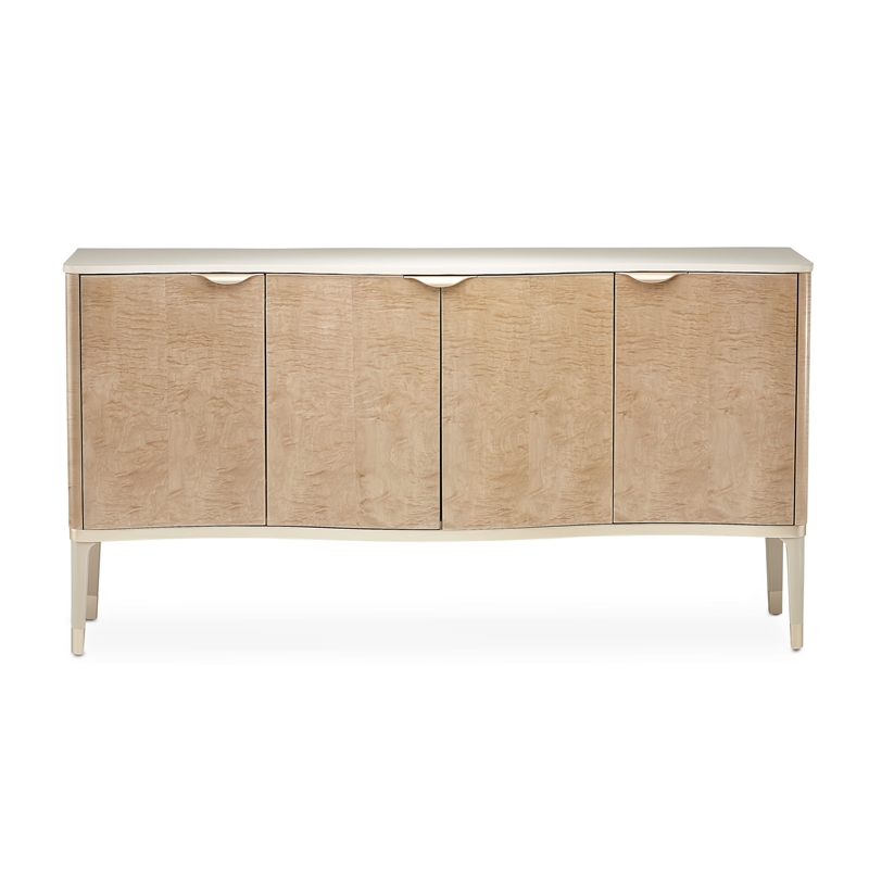 Bowery Hill Transitional Wood & Marble Sideboard in Blush Finish