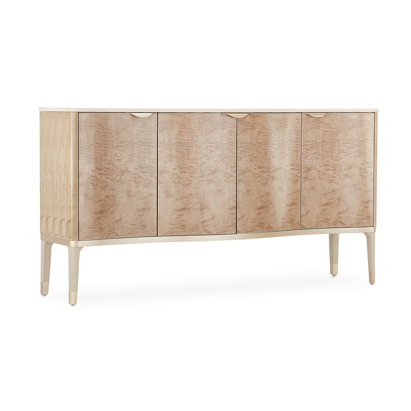 Bowery Hill Transitional Wood & Marble Sideboard in Blush Finish