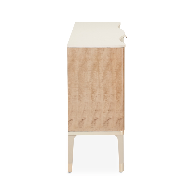 Bowery Hill Transitional Wood & Marble Sideboard in Blush Finish