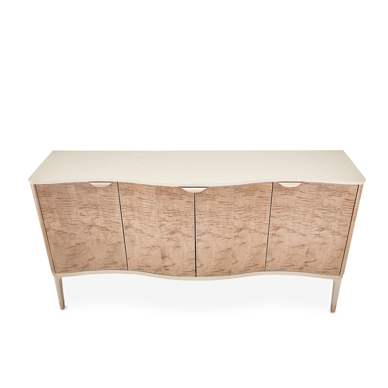 Bowery Hill Transitional Wood & Marble Sideboard in Blush Finish