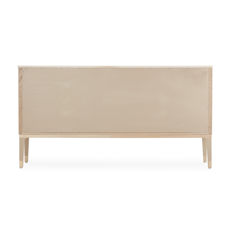 Bowery Hill Transitional Wood & Marble Sideboard in Blush Finish