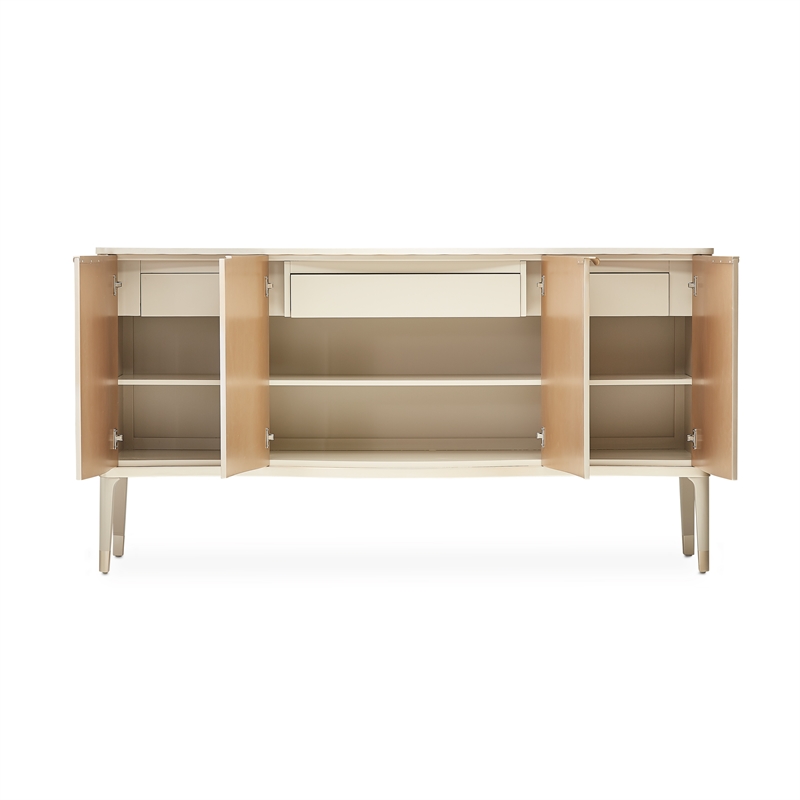 Bowery Hill Transitional Wood & Marble Sideboard in Blush Finish