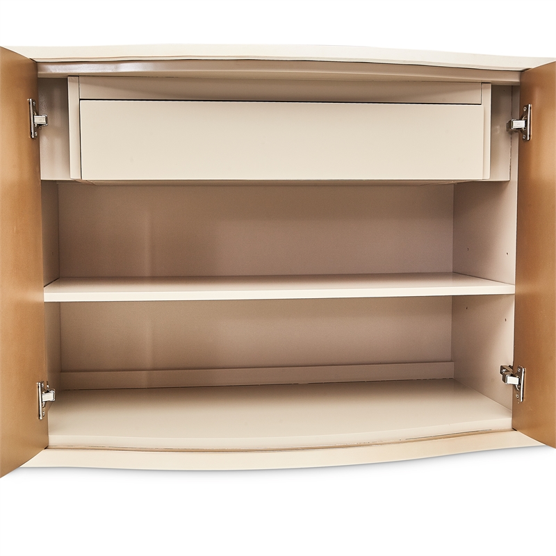 Bowery Hill Transitional Wood & Marble Sideboard in Blush Finish