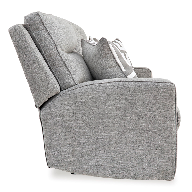 Bowery Hill Contemporary Polyester Pewter Power Reclining Loveseat