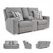 Bowery Hill Contemporary Polyester Pewter Power Reclining Loveseat