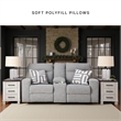 Bowery Hill Contemporary Polyester Pewter Power Reclining Loveseat