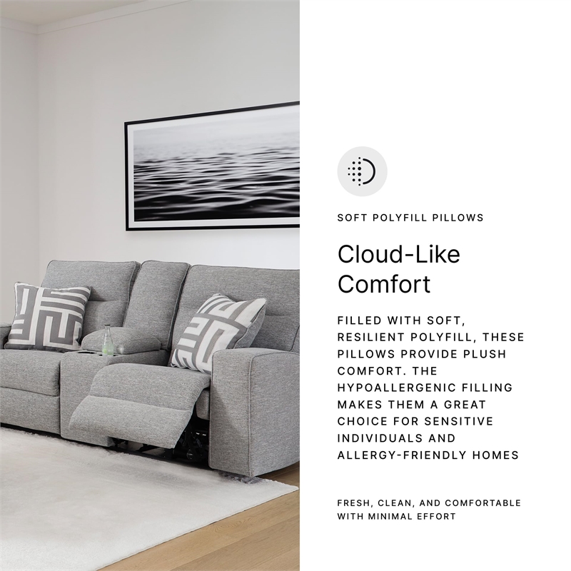 Bowery Hill Contemporary Polyester Pewter Power Reclining Loveseat