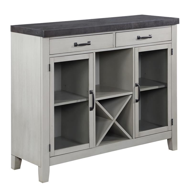 Bowery Hill Transitional Stone Gray and Charcoal Wood Server