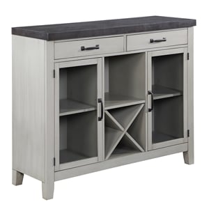 Bowery Hill Transitional Stone Gray and Charcoal Wood Server