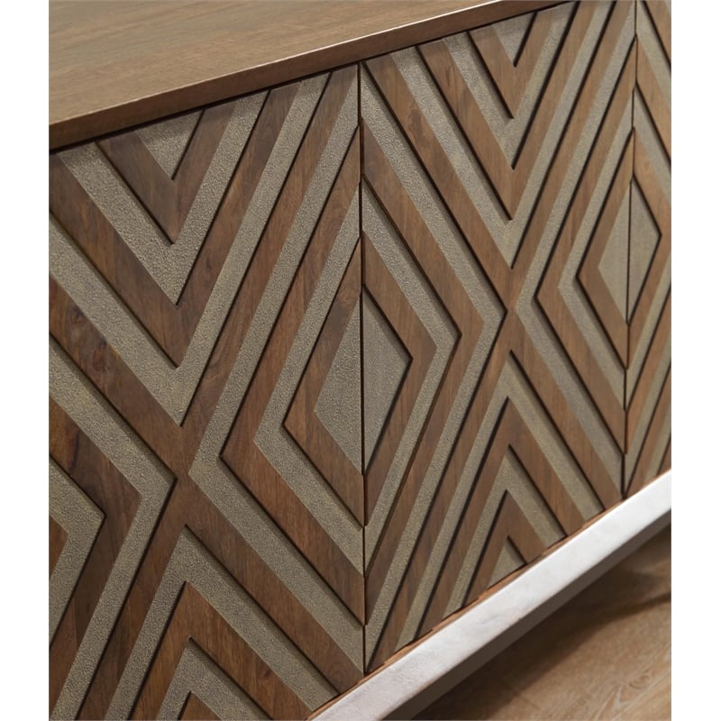 Bowery Hill Contemporary Brown & Grayish Gold Accent Cabinet