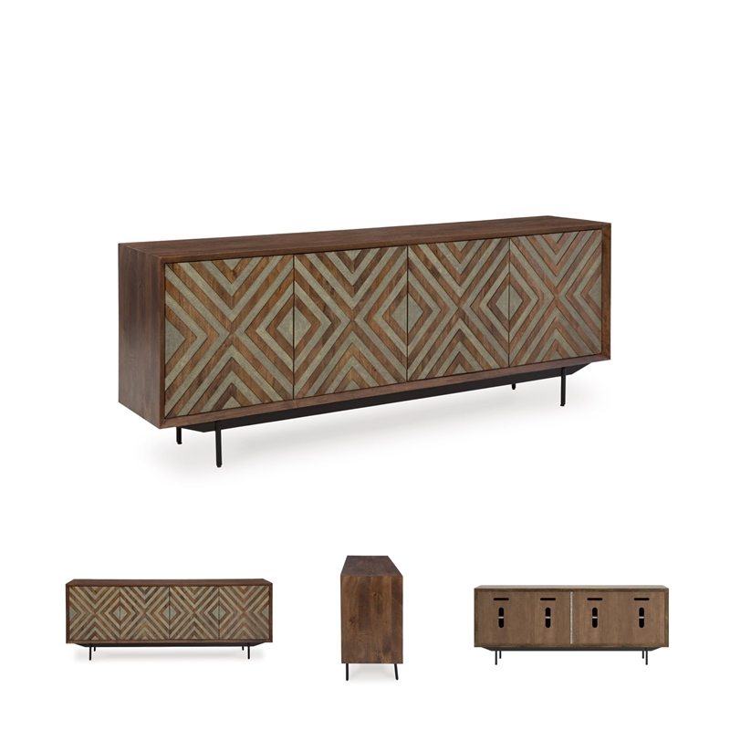 Bowery Hill Contemporary Brown & Grayish Gold Accent Cabinet