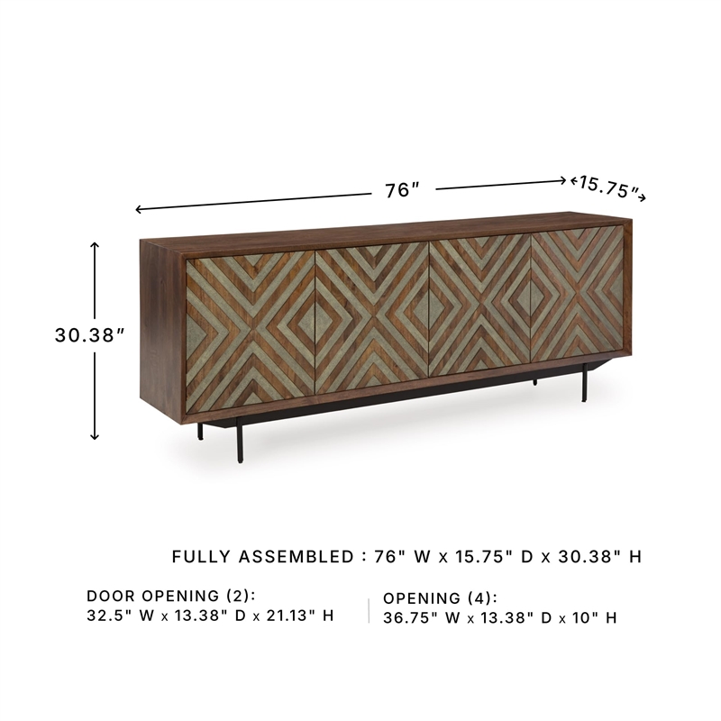 Bowery Hill Contemporary Brown & Grayish Gold Accent Cabinet