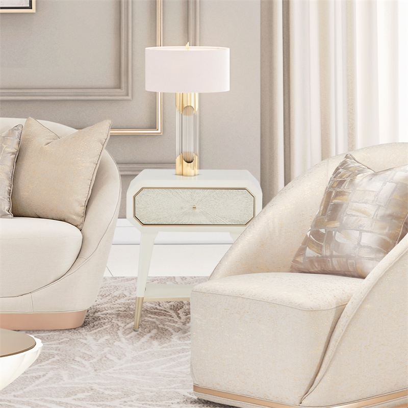 Bowery Hill Contemporary 1-Drawer Nightstand - Champagne Ivory
