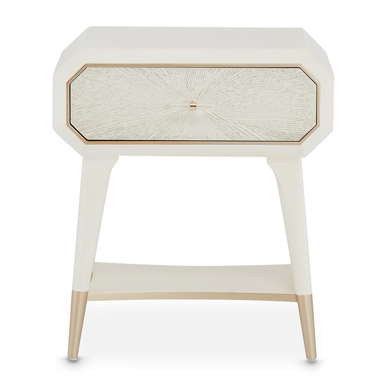 Bowery Hill Contemporary 1-Drawer Nightstand - Champagne Ivory