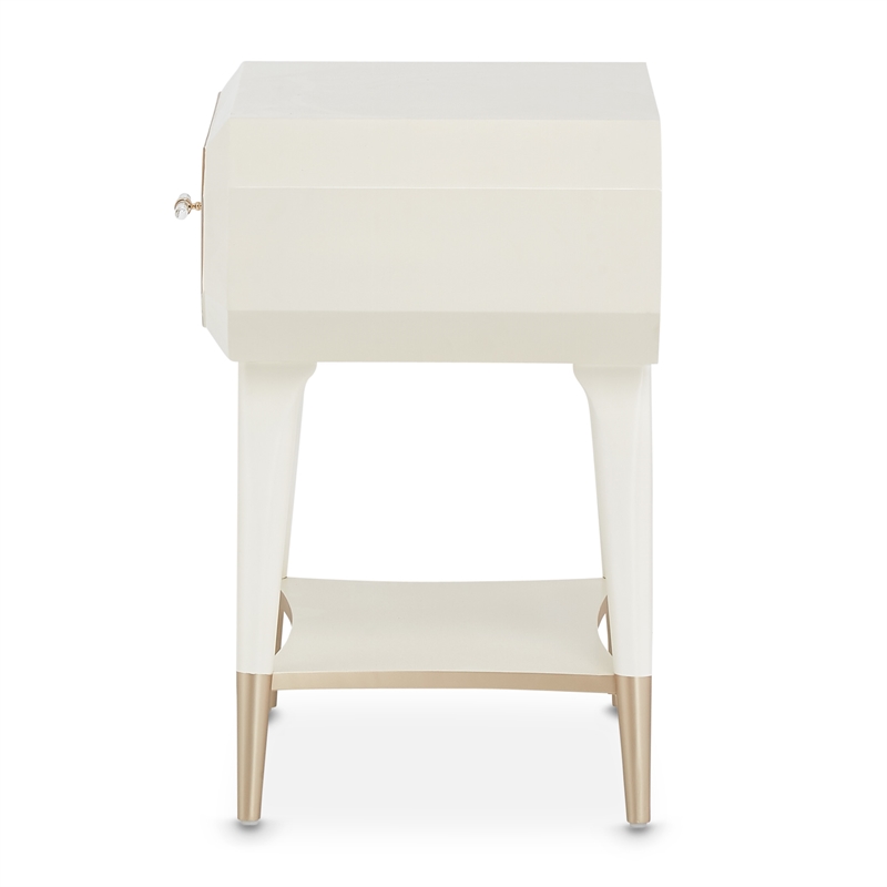 Bowery Hill Contemporary 1-Drawer Nightstand - Champagne Ivory