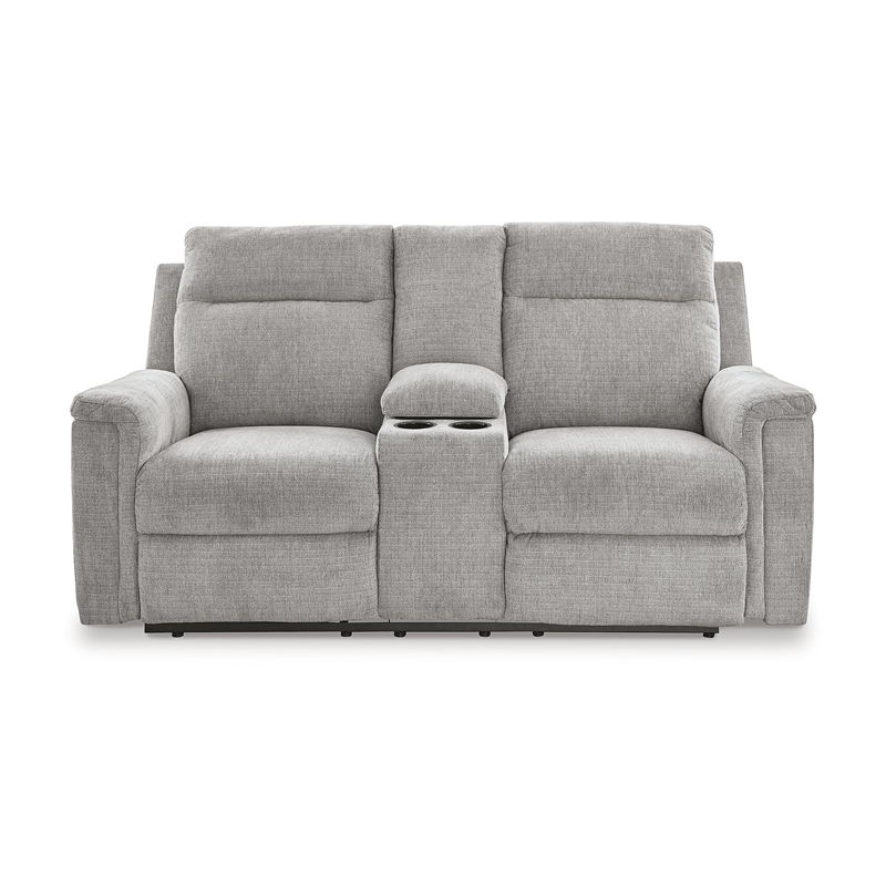 Bowery Hill Contemporary Ash Power Reclining Loveseat with Console