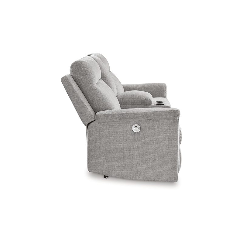 Bowery Hill Contemporary Ash Power Reclining Loveseat with Console