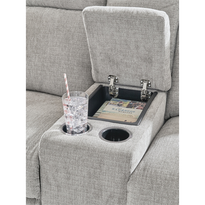 Bowery Hill Contemporary Ash Power Reclining Loveseat with Console