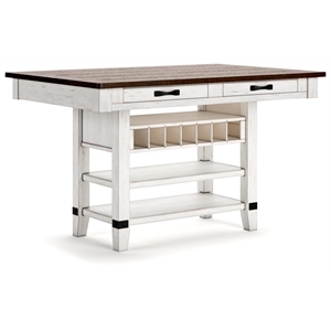 Bowery Hill Farmhouse White & Brown Counter Height Dining Table