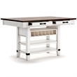 Bowery Hill Farmhouse White & Brown Counter Height Dining Table