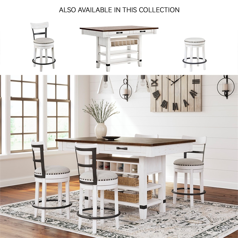 Bowery Hill Farmhouse White & Brown Counter Height Dining Table