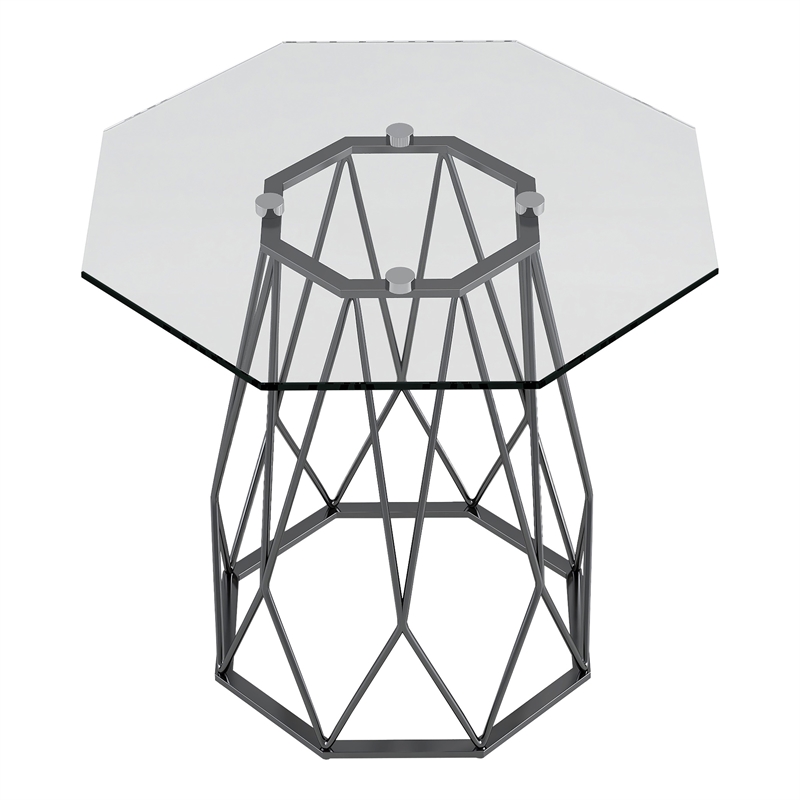 Bowery Hill Contemporary Contemporary Glass Top End Table in Black