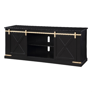Bowery Hill Farmhouse Wood 72&quot Length TV Stand in Black and Gold