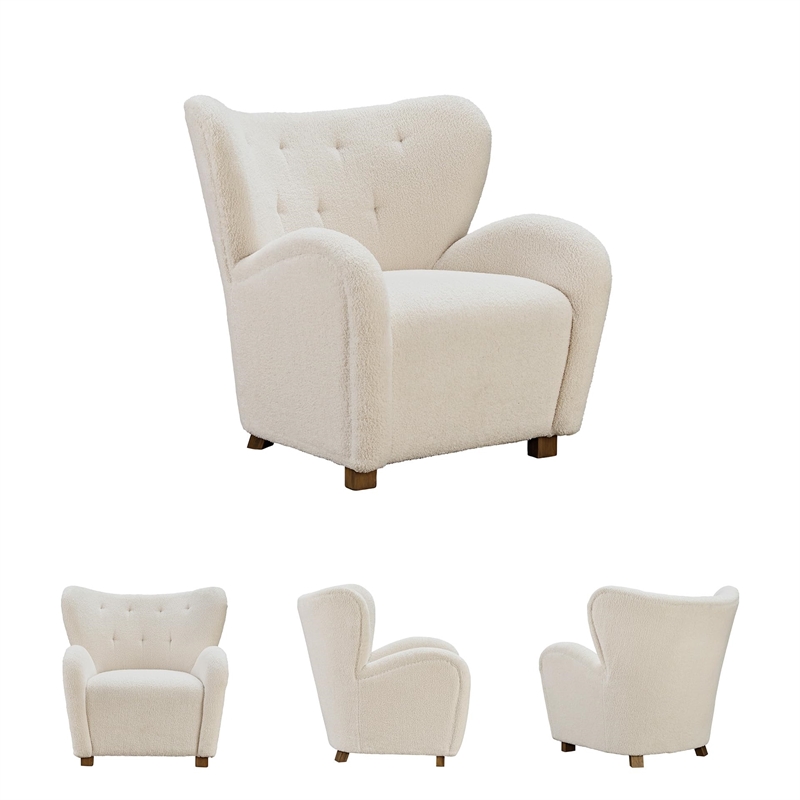 Bowery Hill Modern / Contemporary Polyester Off White Accent Chair