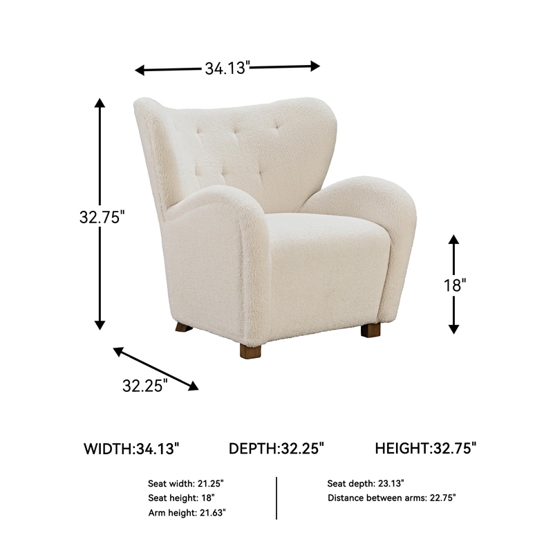Bowery Hill Modern / Contemporary Polyester Off White Accent Chair