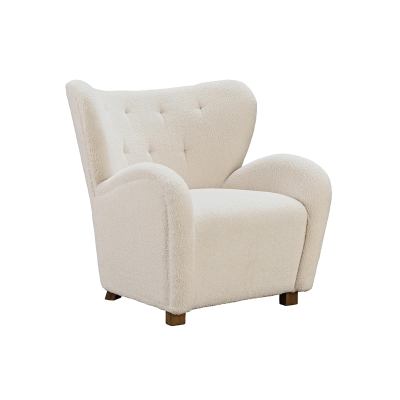 Bowery Hill Modern / Contemporary Polyester Off White Accent Chair
