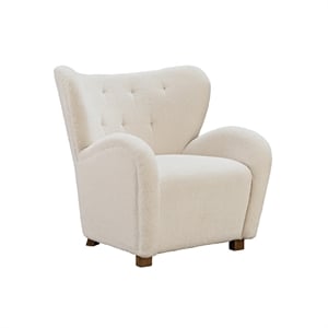 Bowery Hill Modern / Contemporary Polyester Off White Accent Chair