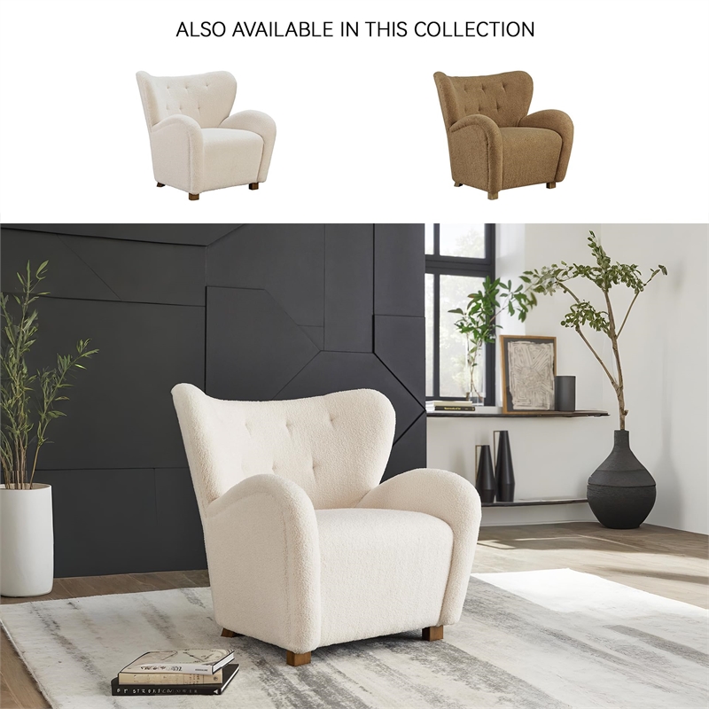 Bowery Hill Modern / Contemporary Polyester Off White Accent Chair