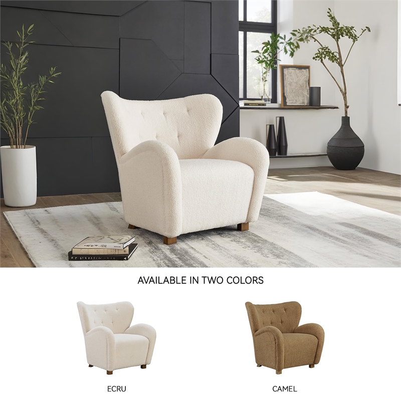Bowery Hill Modern / Contemporary Polyester Off White Accent Chair