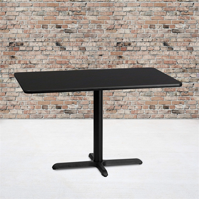 Bowery Hill Walnut Laminate Black and Walnut Dining Table Rectangular 30