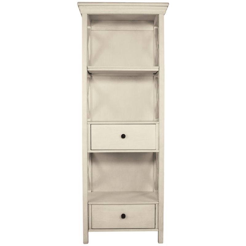 Bowery Hill Contemporary 3-Shelf Engineered Wood Bookcase in Antique White