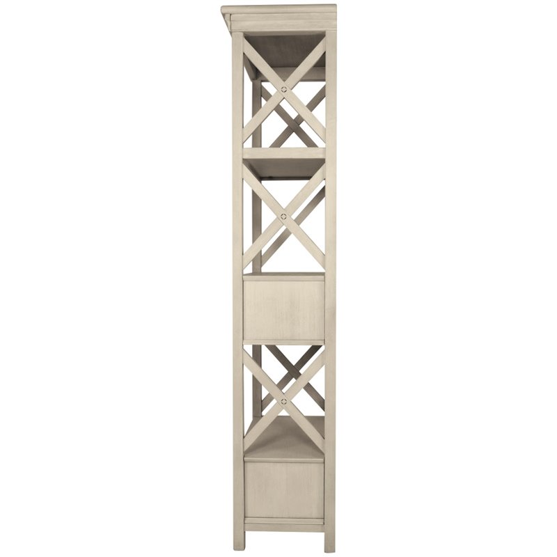 Bowery Hill Contemporary 3-Shelf Engineered Wood Bookcase in Antique White