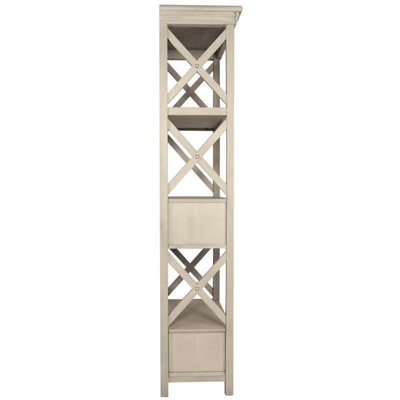 Bowery Hill Contemporary 3-Shelf Engineered Wood Bookcase in Antique White